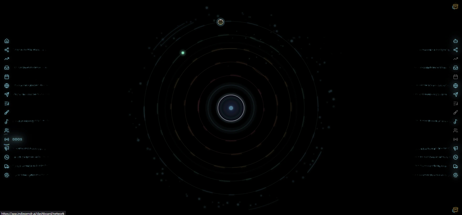 DDoS — Distributed Discovery of Sound network visualization in the Indiependr dashboard