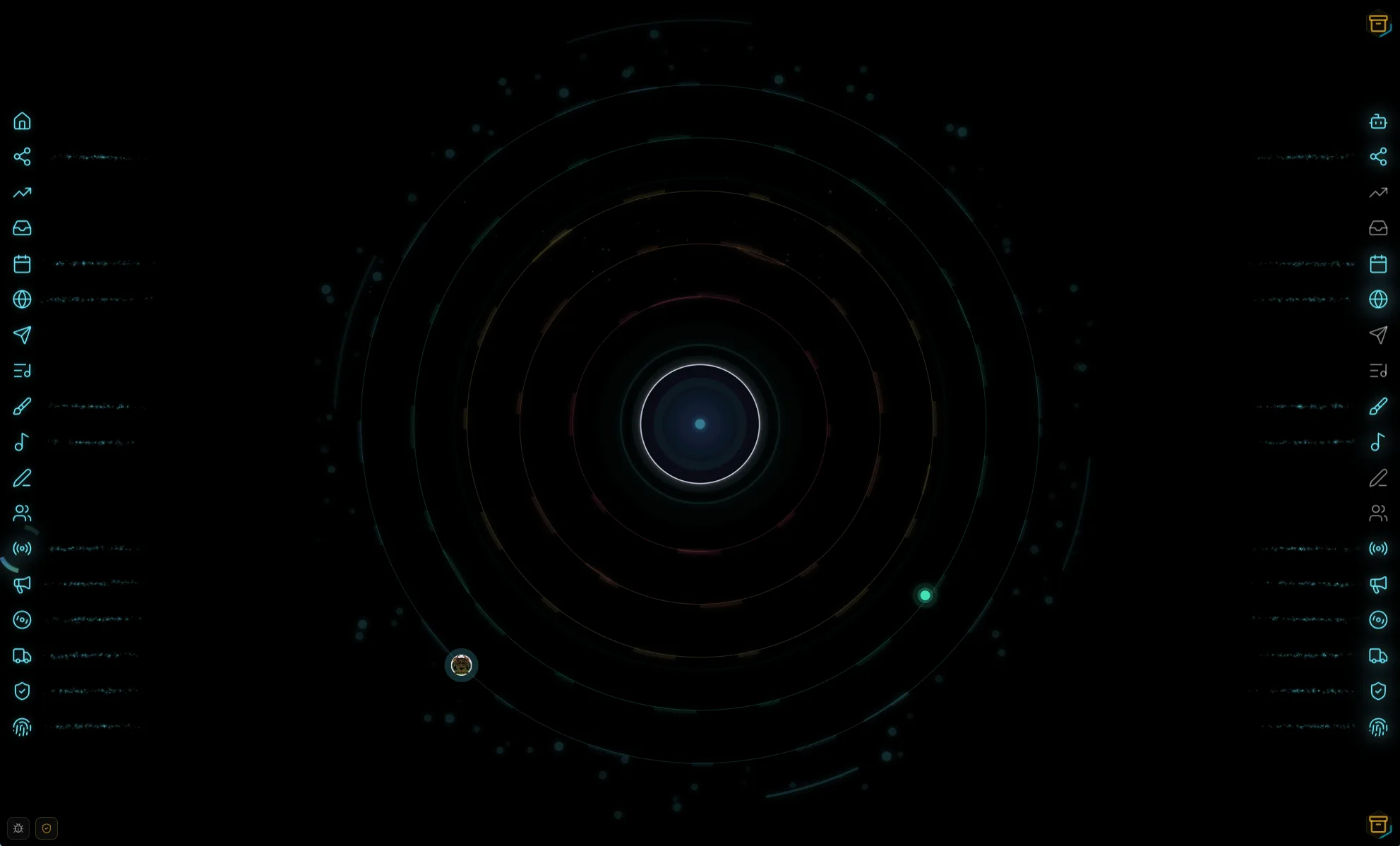 DDoS network visualization showing orbital discovery system